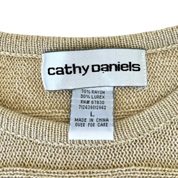 Cathy Daniels Gold Sweater Sz L Women’s Stripe Tone on Tone Dolman Sleeve Drape - Picture 4 of 7
